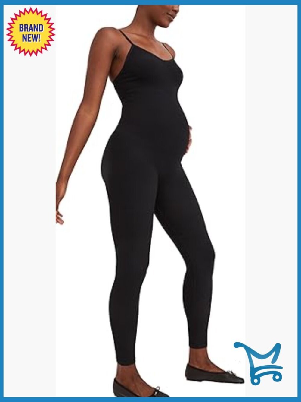 Maternity Body Rib Unitard Jumpsuit with Built-In Bra